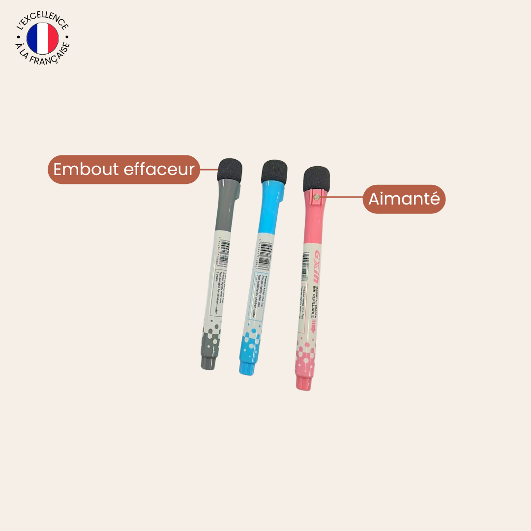 3 Marqueurs avec Embouts Effaceurs